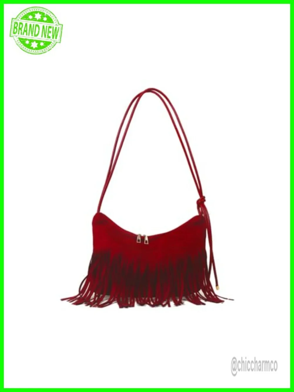 Suede Fringe Hobo Bag with Tassel Crossbody Shoulder Bag Boho Western Purse